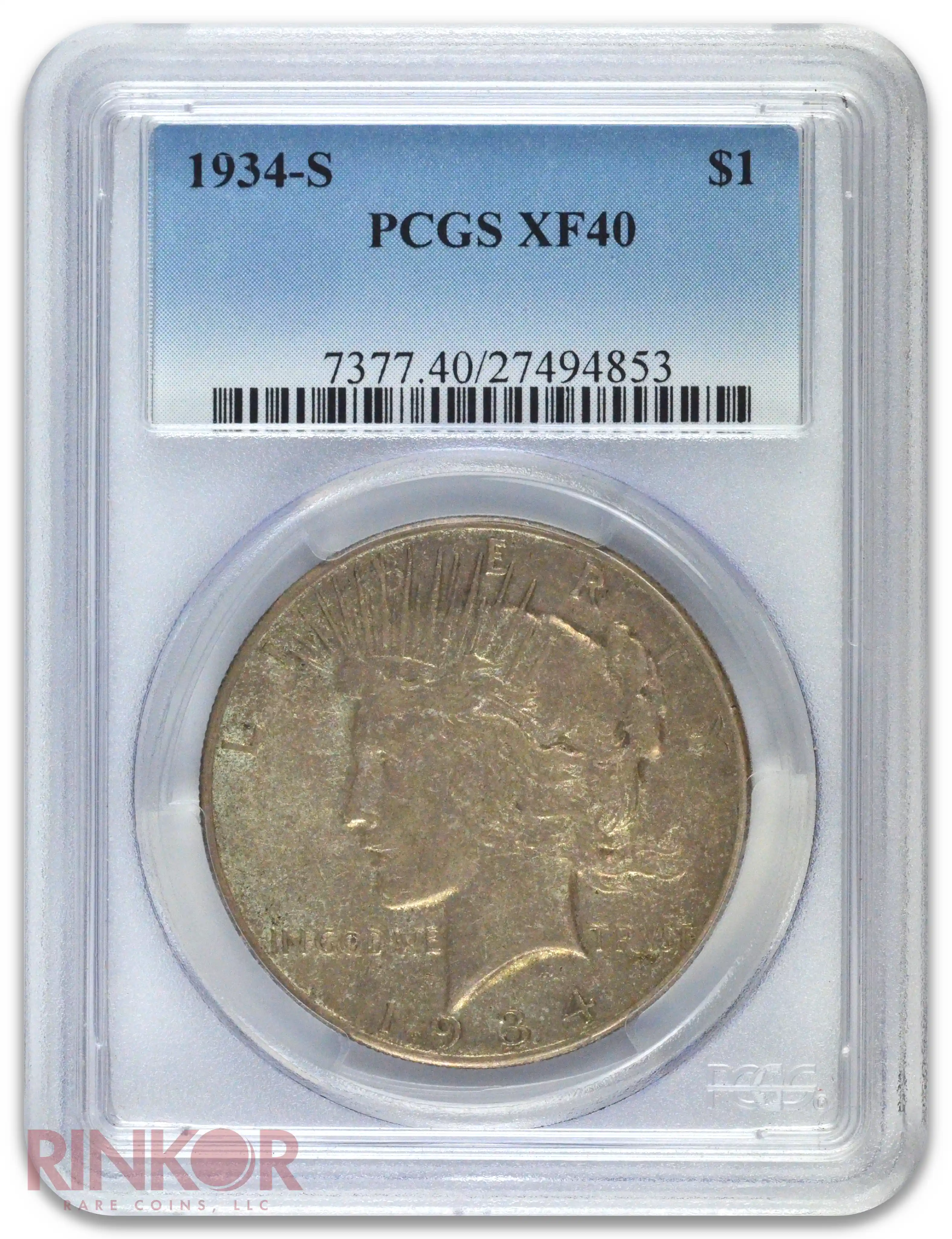 1934-S $1 Peace Dollar PCGS XF-40