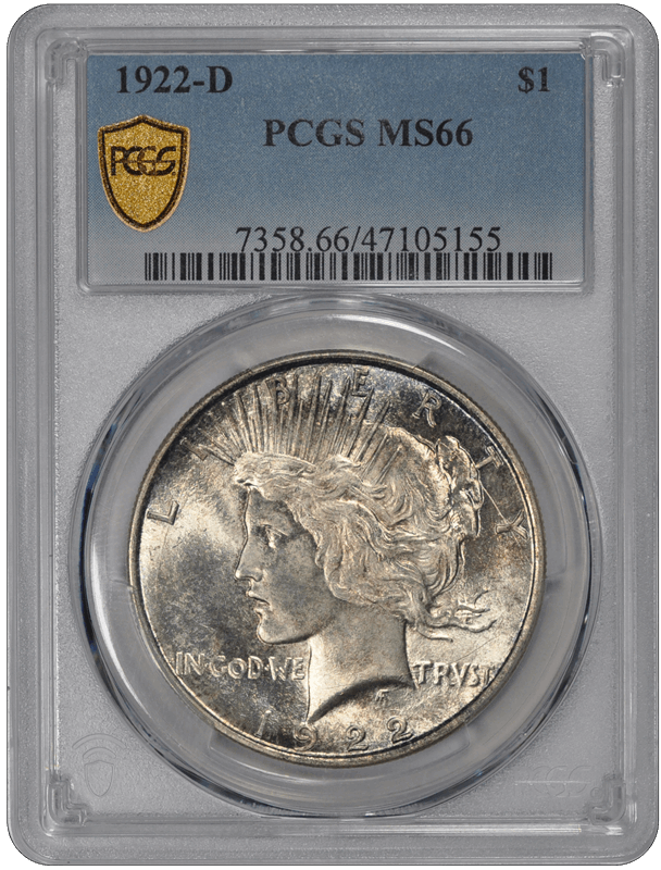 1922-D $1 Peace Dollar PCGS  #3602-8 MS66