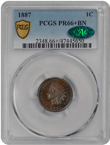 1887 1C Indian Cent - Type 3 Bronze PCGS BN (CAC) #3426-9 PR66+