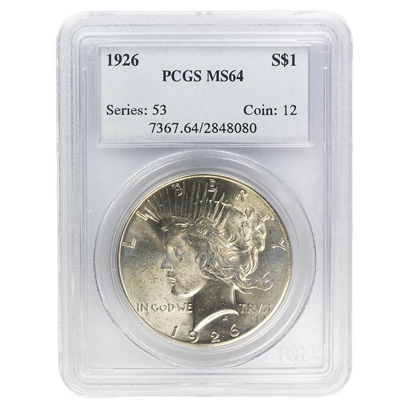 1926 Peace Dollar, $1 PCGS MS 64 