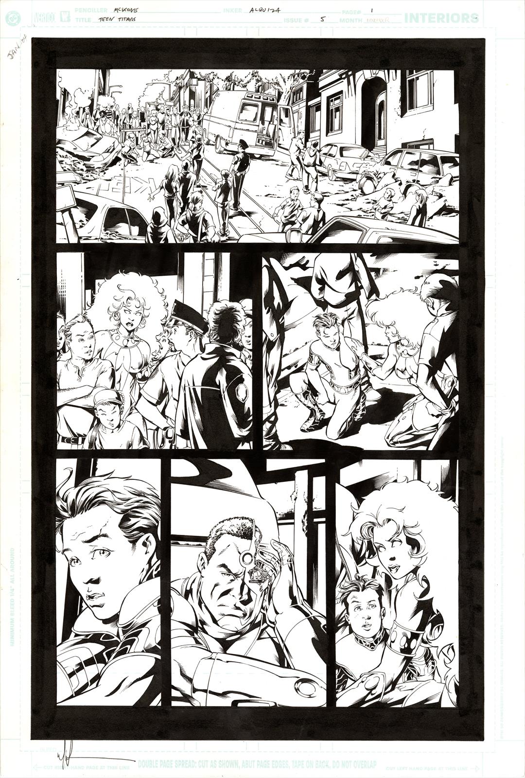 Teen Titans #5, Page 1 Artist:  Mike  McKone (Penciller) ,  Marlo  Alquiza (Inker) Media Type: Pen and Ink Art Type: Interior Page 
