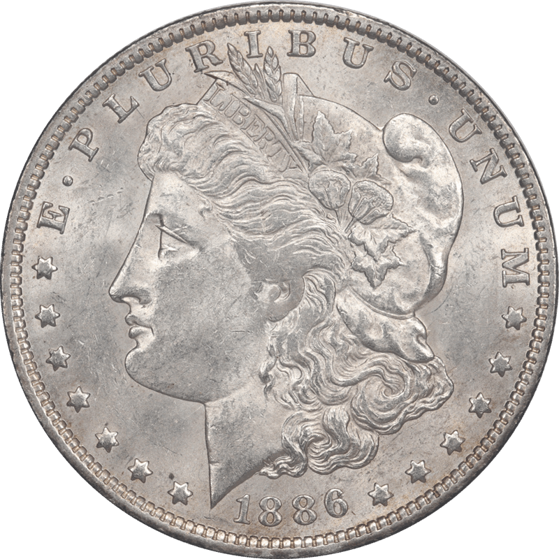 1886-O Morgan Silver Dollar Circulated, Almost Uncirculated, Key Date