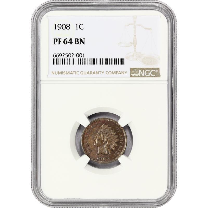 1908 1c Indian Head Cent PROOF - NGC PF64BN - 1,620 Mintage!