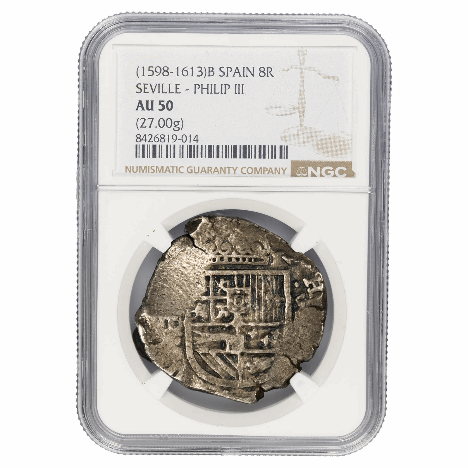 (1598-1613)B Spain 8 Reales Seville-Philip III NGC AU 50