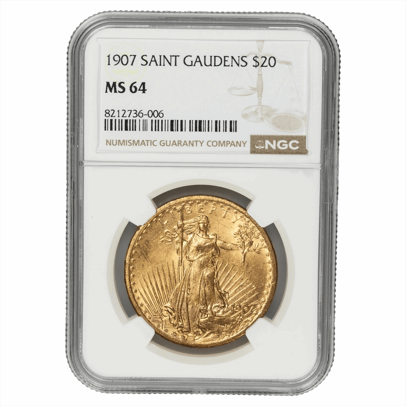 1907 Saint St. Gaudens Gold Double Eagle $20 NGC MS 64