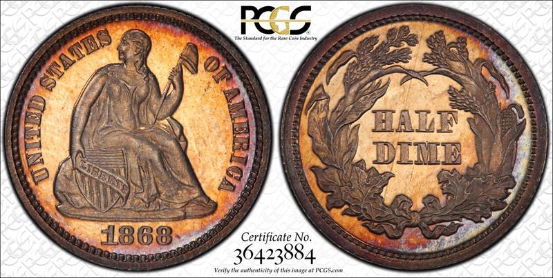 1868 H10C PCGS PR 66 CAM CAC