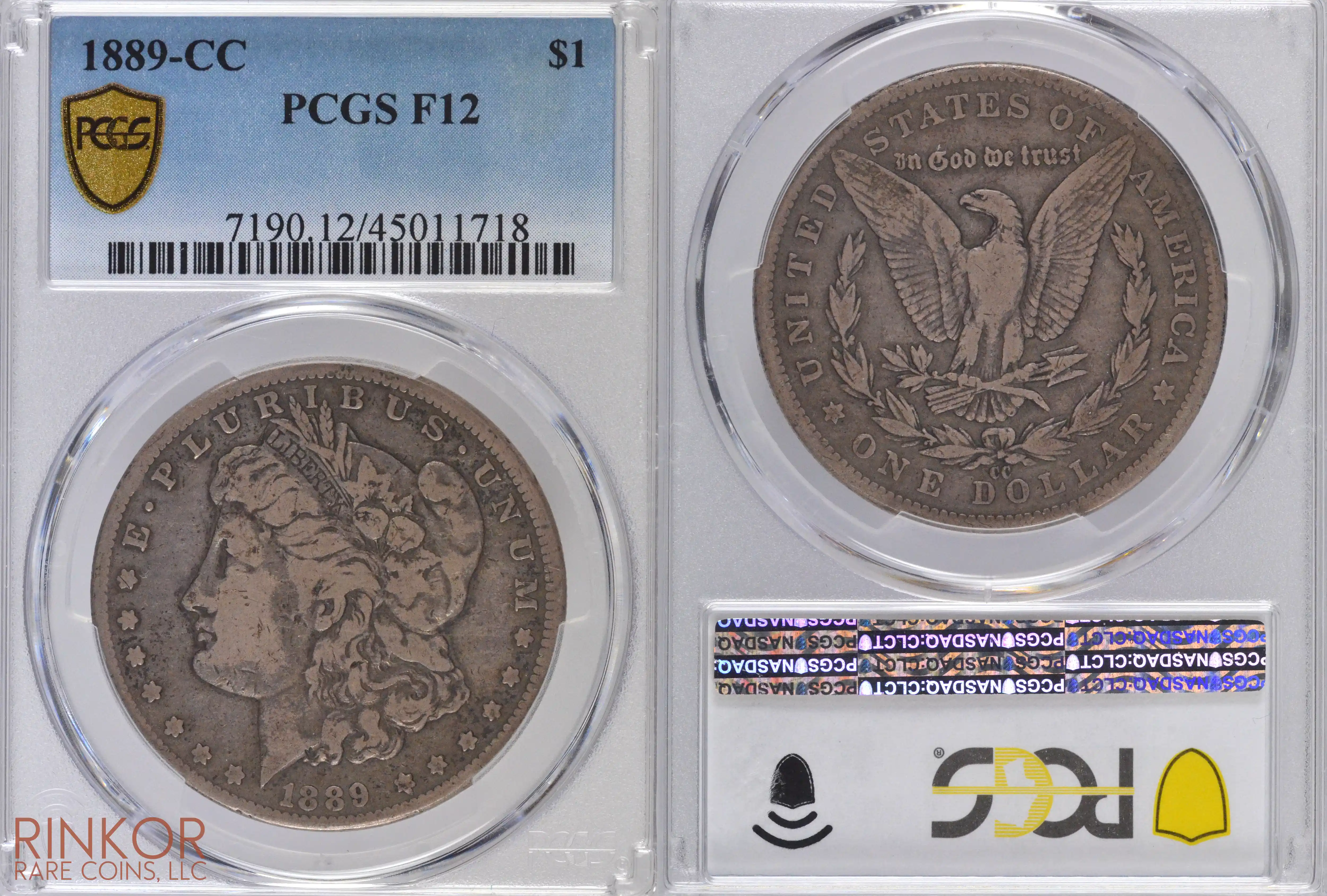 1889-CC $1 PCGS F-12