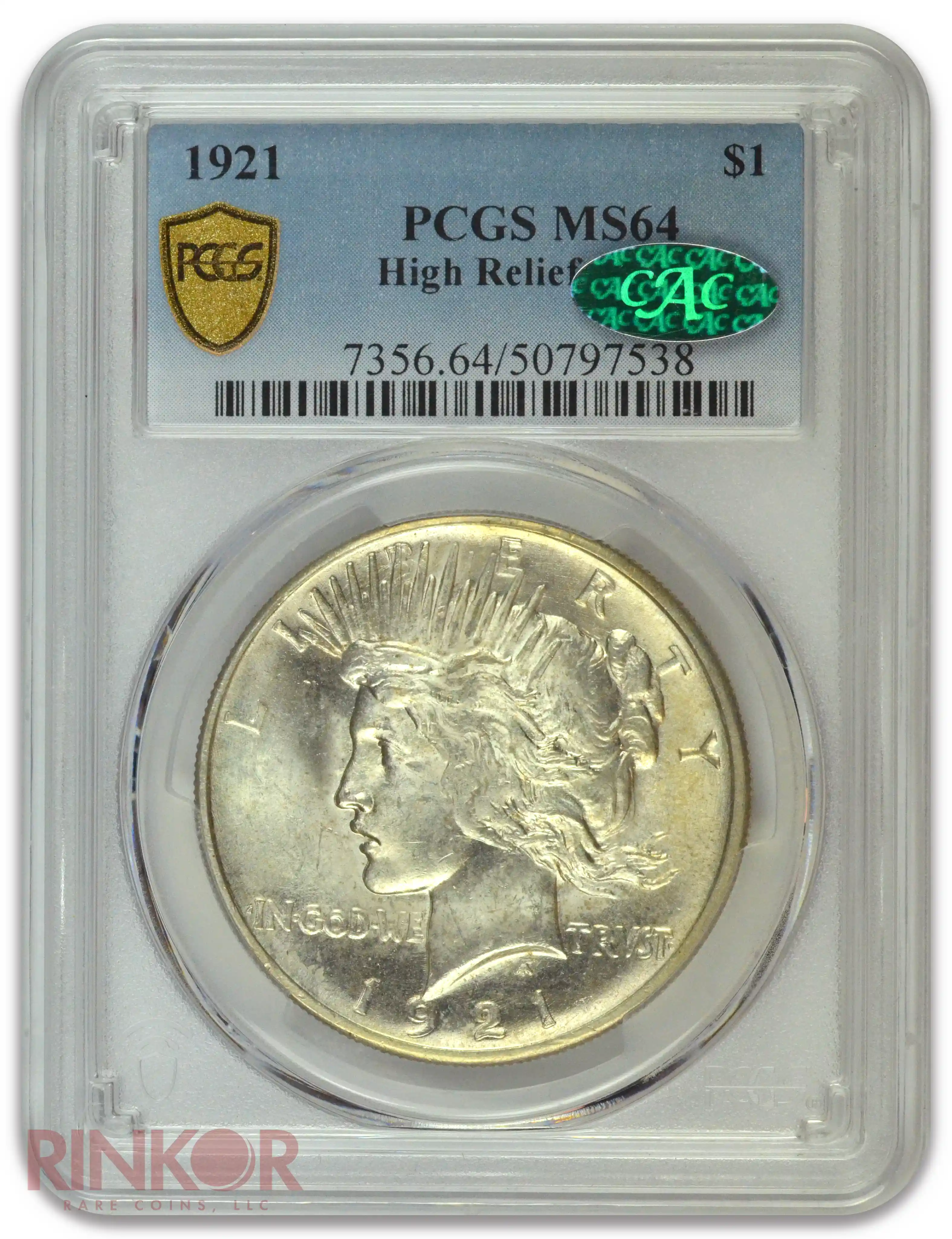 1921 $1 Peace PCGS MS 64 CAC