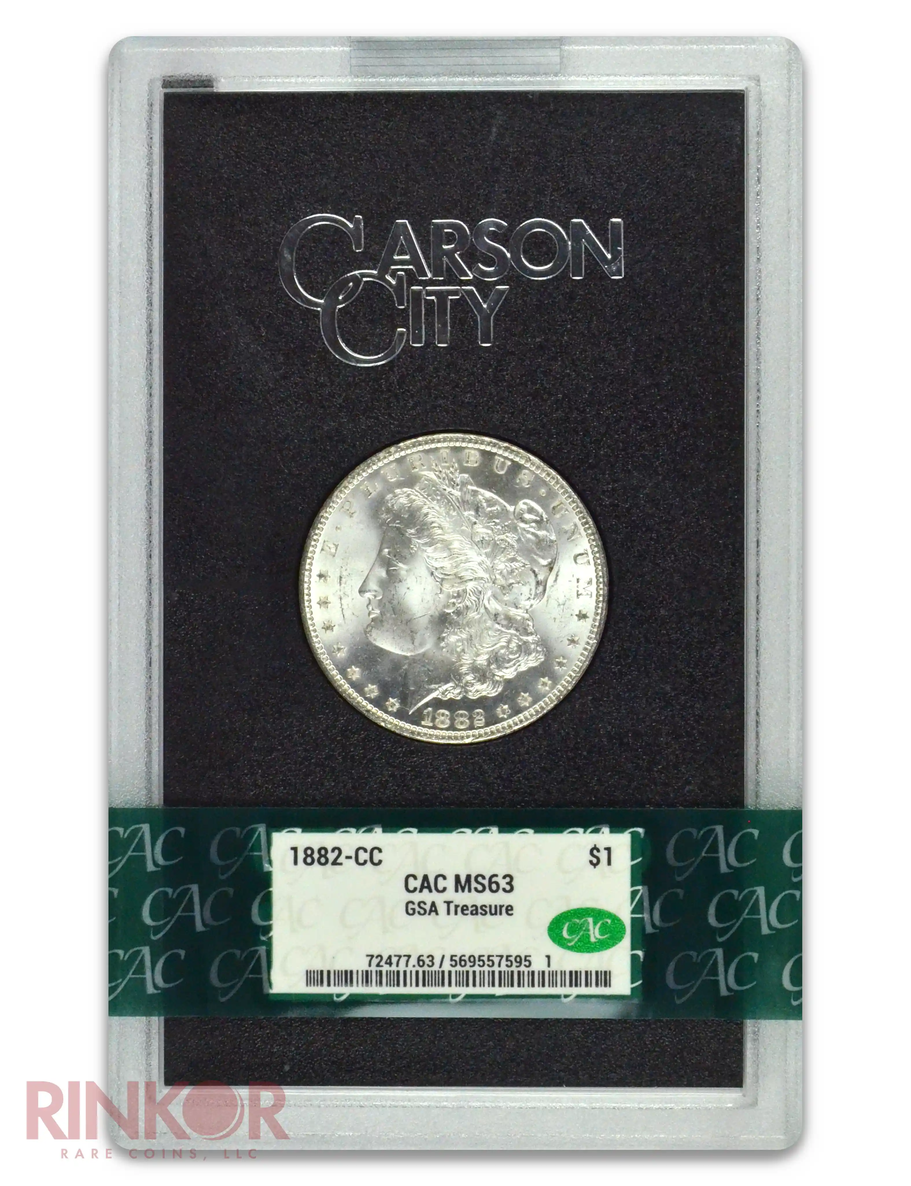 1882-CC $1 GSA Treasure Morgan Dollar CACG MS 63