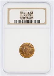 $2.5 Liberty Head Gold Quarter Eagle MS63 (Date Varies) 