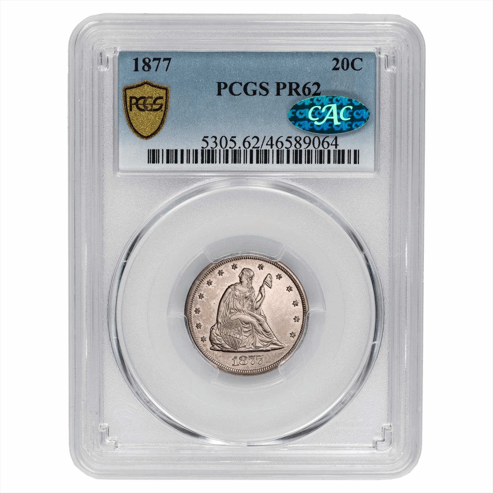 1877 Seated Liberty Twenty Cent 20C PCGS PR 62 CAC