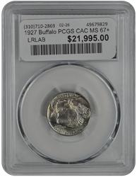1927 Buffalo PCGS CAC MS 67+