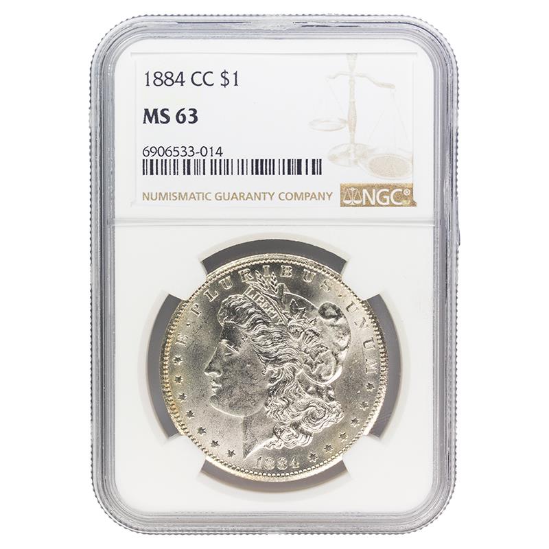 1884-CC Morgan Dollar, $1 NGC MS 63