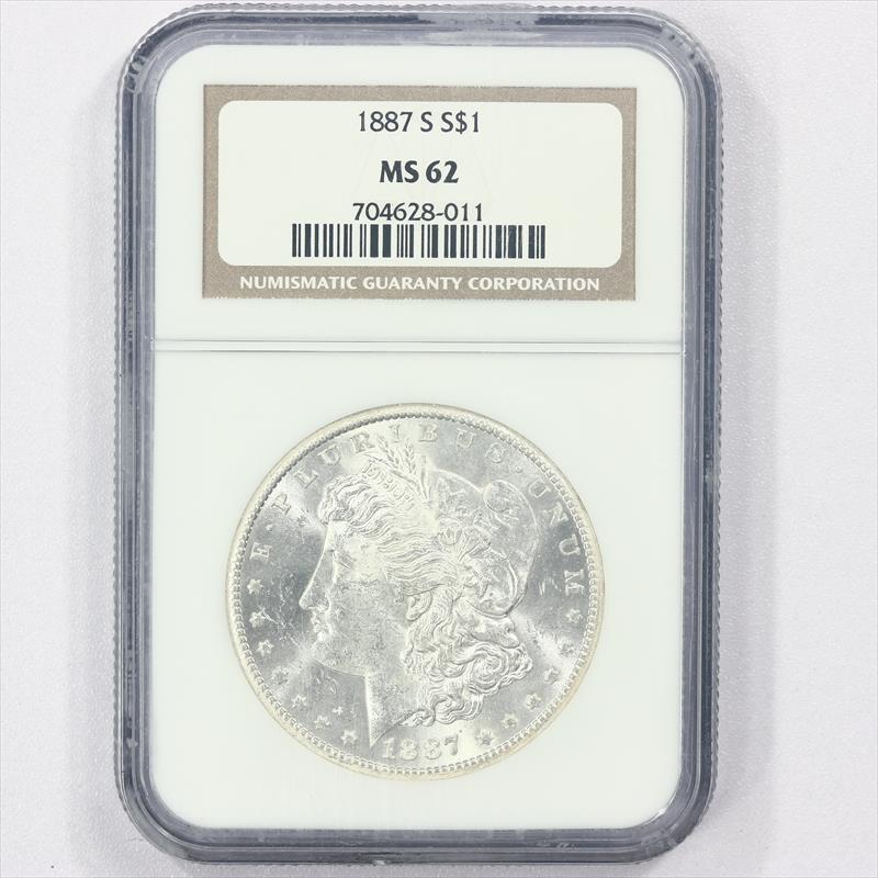 1887-S $1 Silver Morgan Dollar NGC MS62 - Nice Luster!