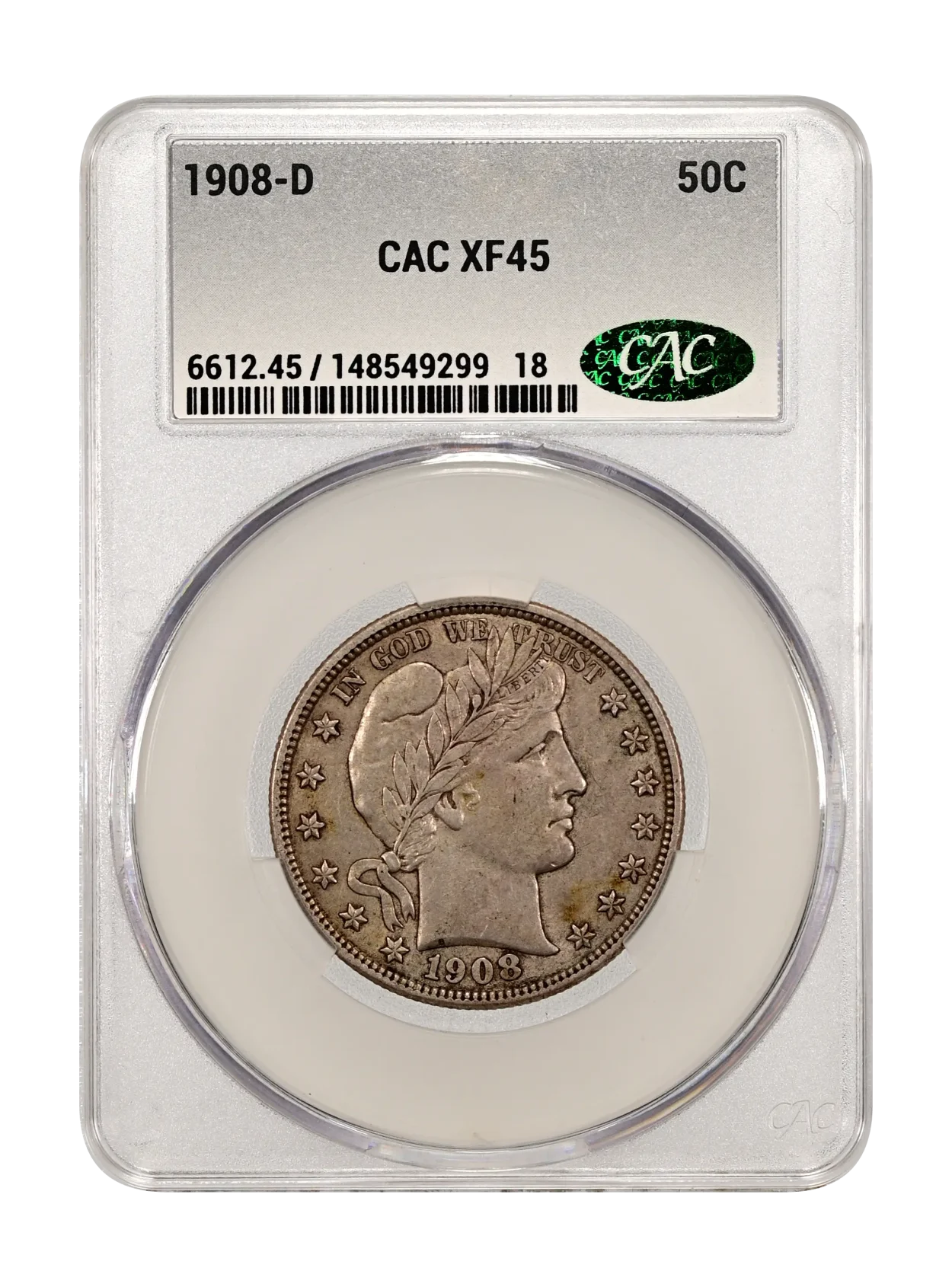 1908-D 50c CACG XF-45