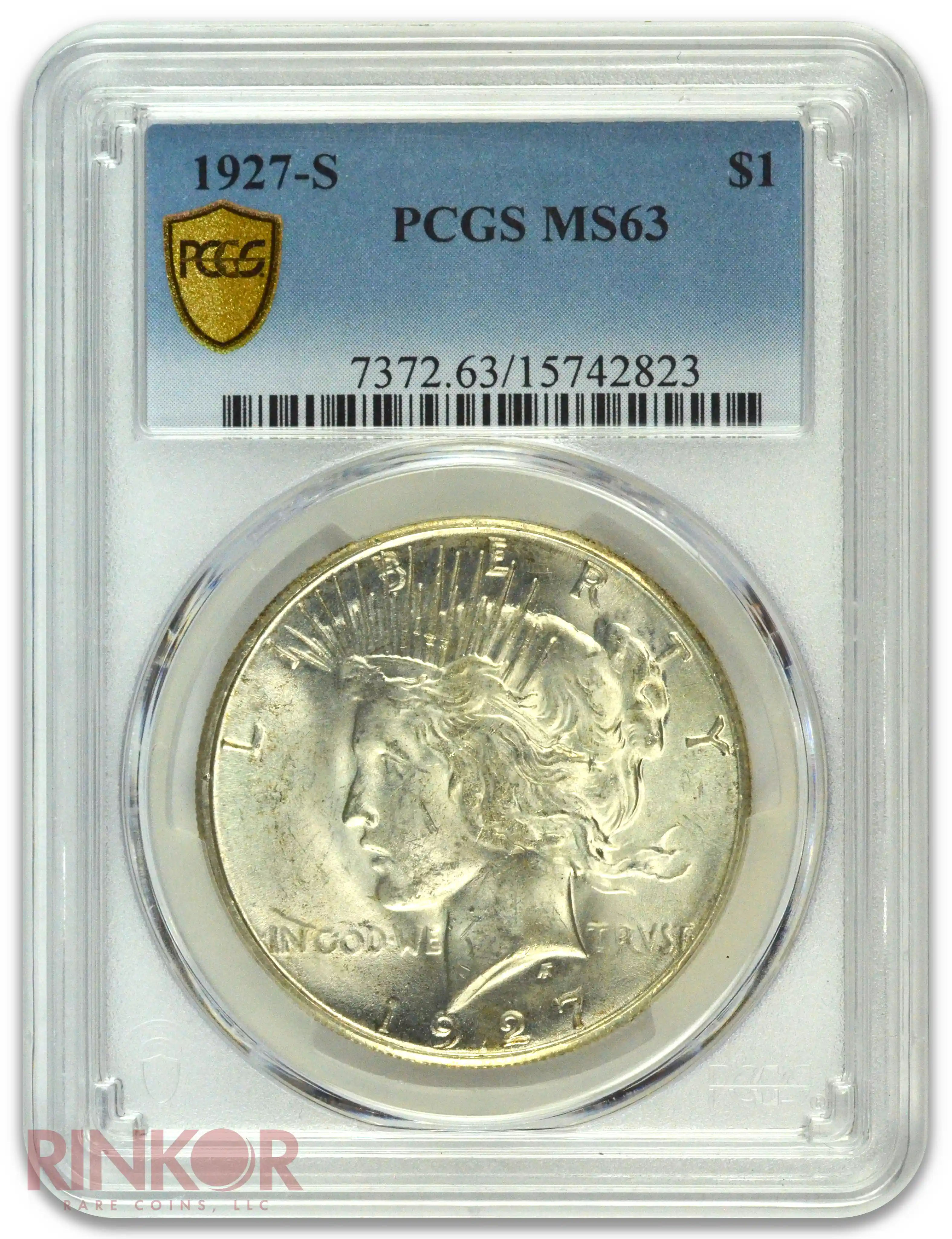 1927-S $1 Peace Dollar PCGS MS 63