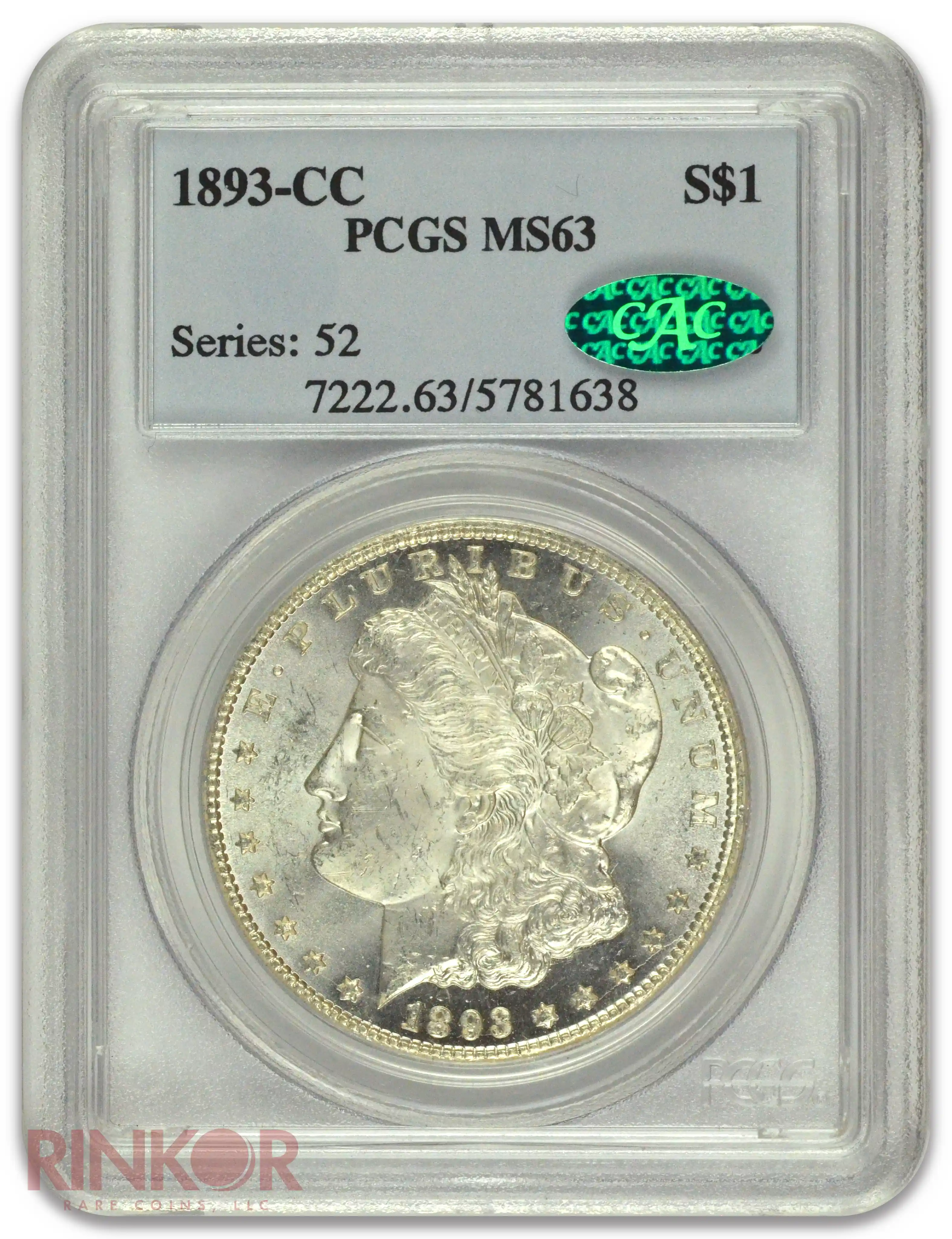 1893-CC $1 Morgan Dollar PCGS MS 63 CAC