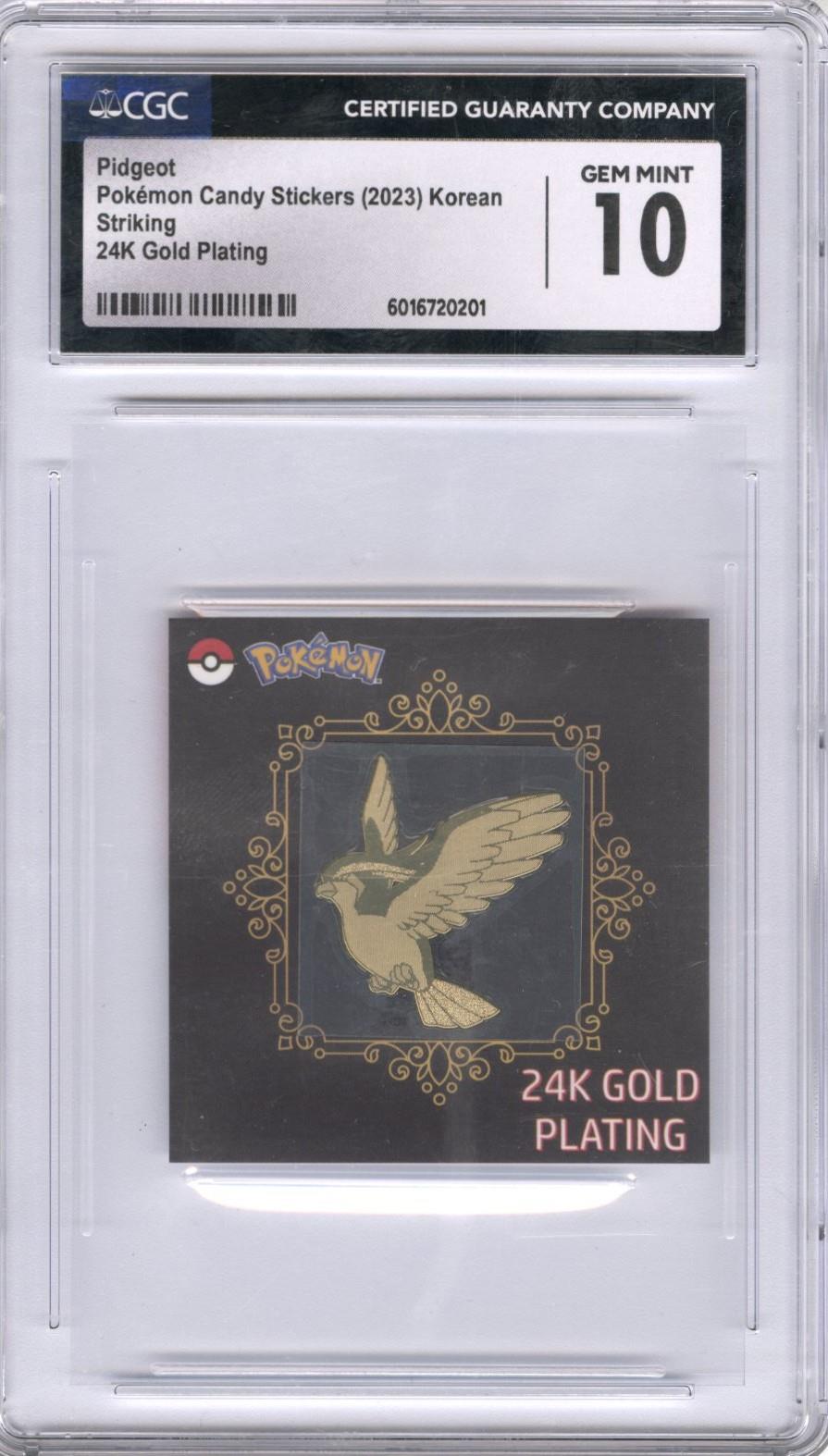 2023 Pokemon Candy Stickers Korean Skriking 24K Gold Plating Pidgeot CGC GEM MT 10 
