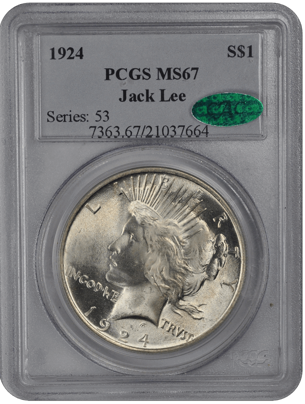 1924 $1 Peace Dollar PCGS  (CAC) #3427-4 MS67
