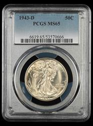 1943 D 50C PCGS MS65