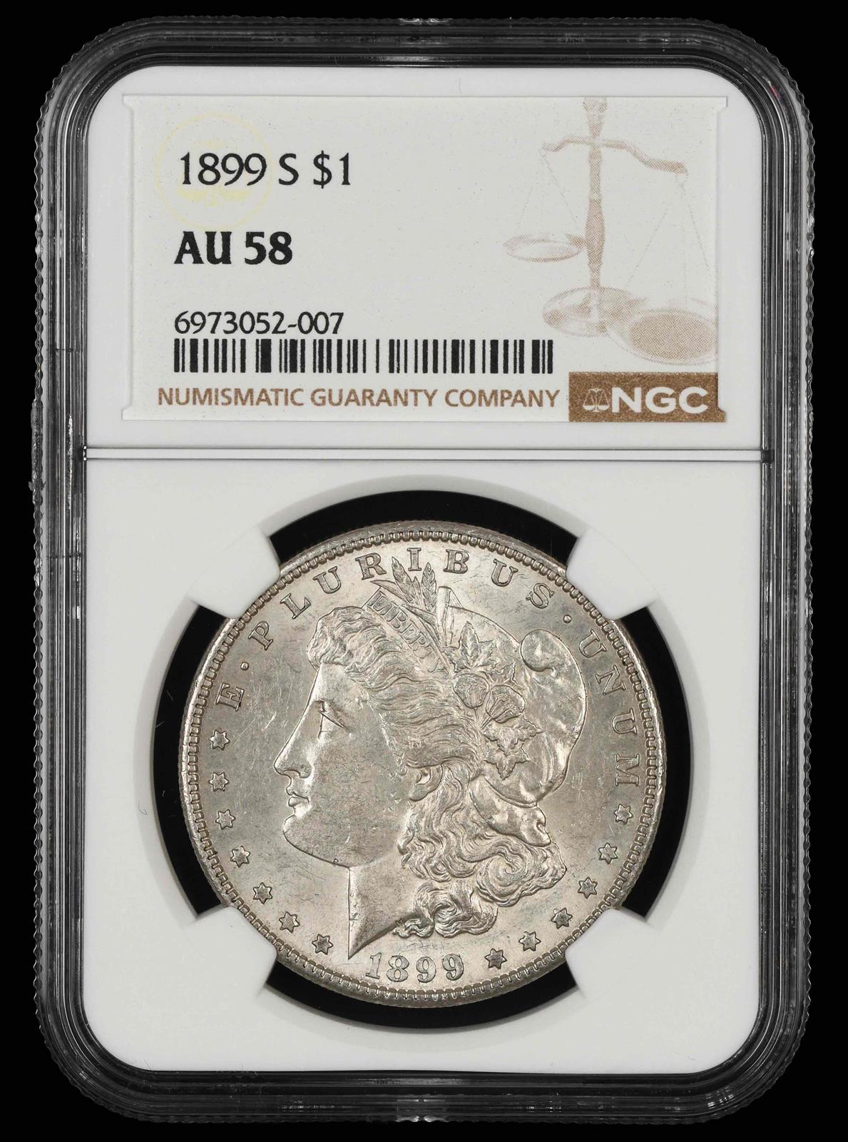 1899 S $1 NGC AU-58