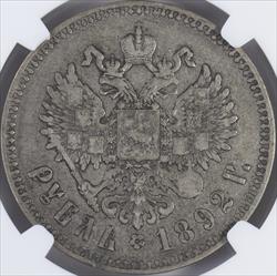 1892 Russia Rouble NGC VF35 