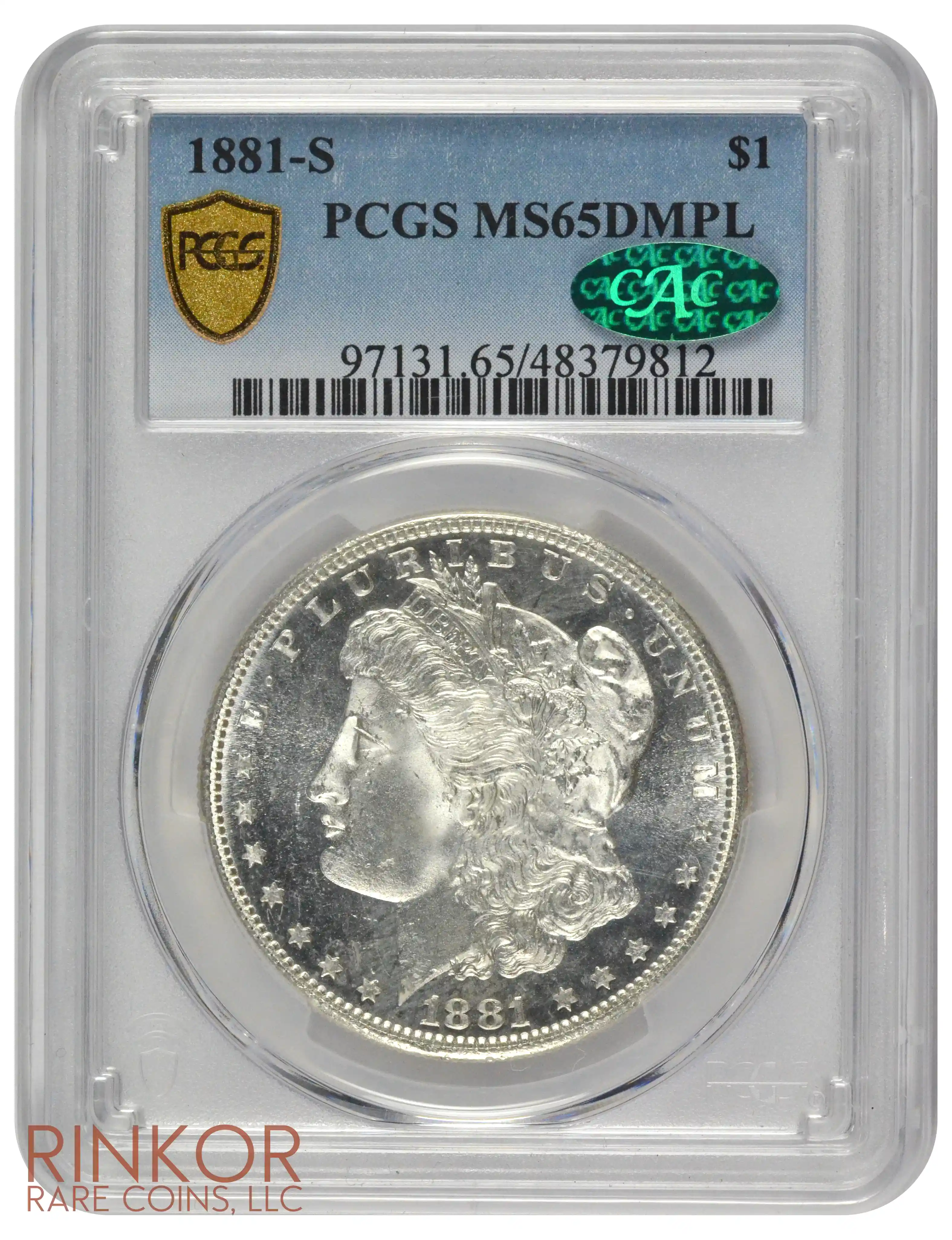 1881-S $1 PCGS MS 65 DMPL CAC