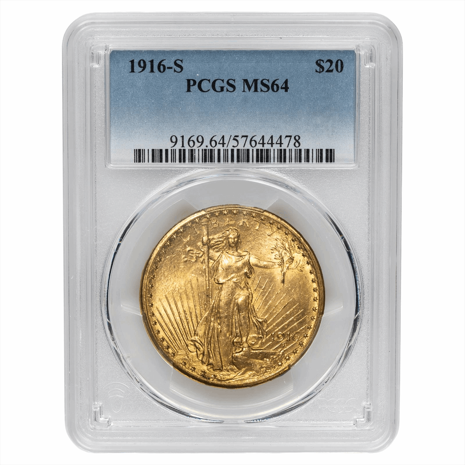 1916-S St. Gaudens Gold Double Eagle $20 PCGS MS 64