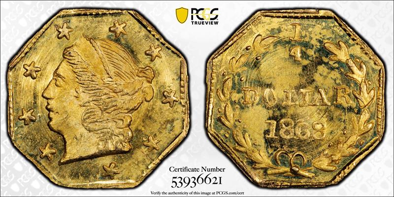 1868 G25c BG-711 PCGS  MS 65