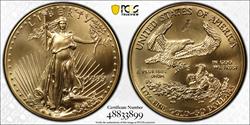 1999 $50 Gold Eagle PCGS Mint Error Struck Through Reverse MS 69