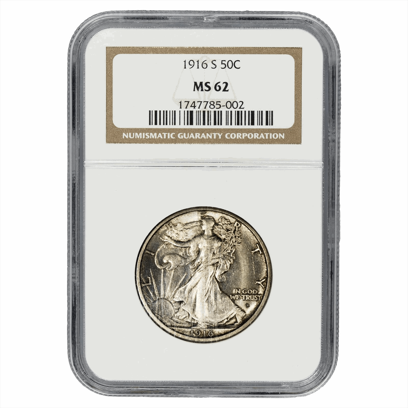 1916-S Walking Liberty Half Dollar 50C NGC MS 62