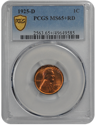 1925-D LINCOLN PCGS RD 65+