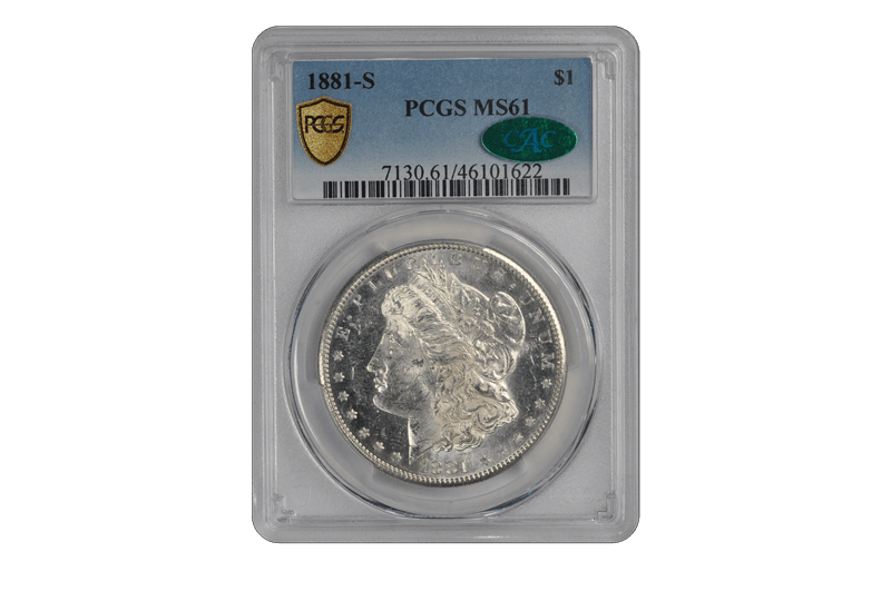 1881-S $1 Morgan Dollar PCGS  (CAC) #3587-15 MS61