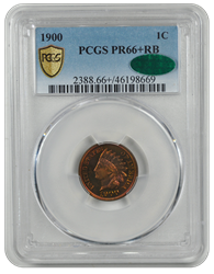 1900 1C Indian Cent - Type 3 Bronze PCGS RB (CAC) #3532-1 PR66+