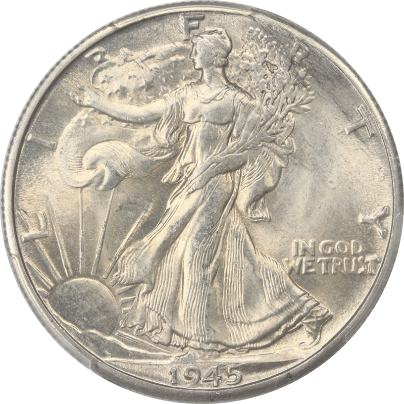 1945-D Walking Liberty Half Dollar 50c PCGS MS65 Lightly Toned surfaces 