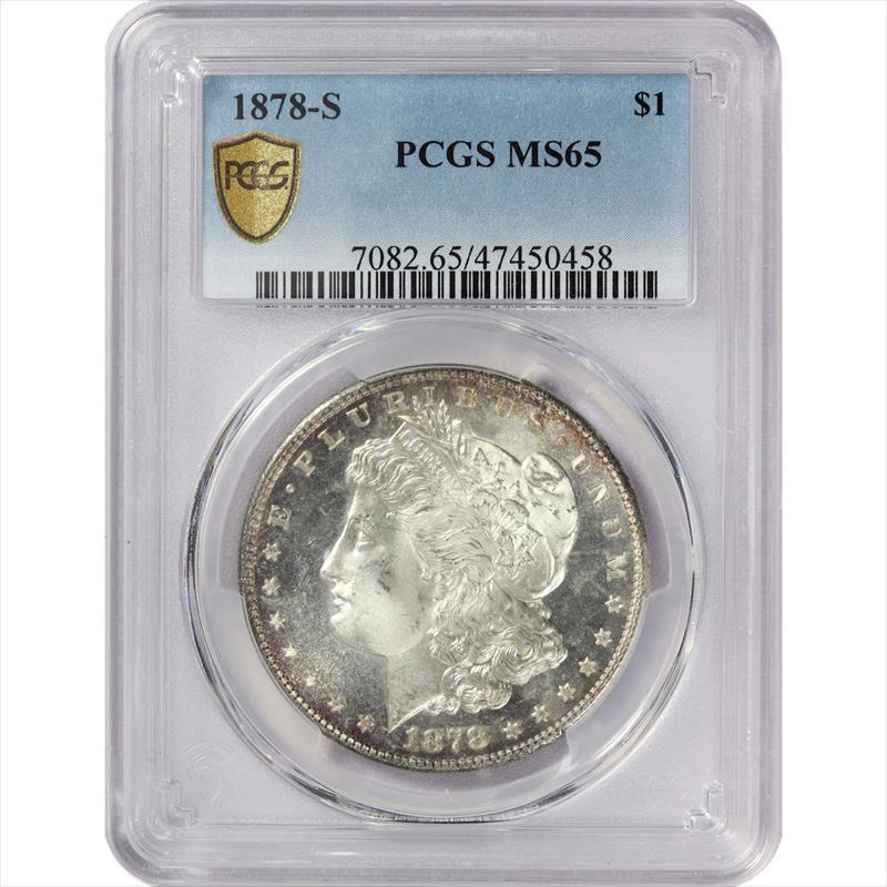 1878-S $1 Morgan Silver Dollar - SUPER FLASHY - PCGS MS65