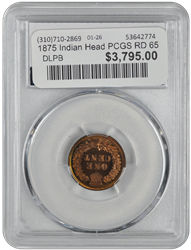1875 Indian Head PCGS RD 65