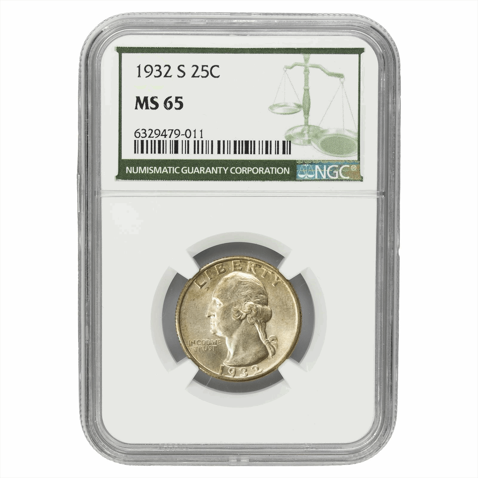 1932-S Washington Quarter 25C NGC MS 65