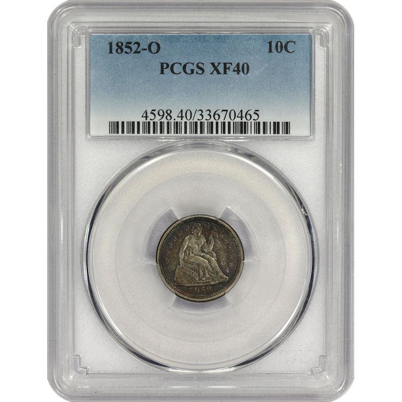 1852-O Seated Liberty Dime 10C PCGS XF40 Very Original Coin
