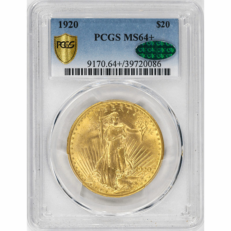 1920 $20 St. Gaudens Gold Double Eagle - PCGS  MS64+ CAC - Lustrous Coin