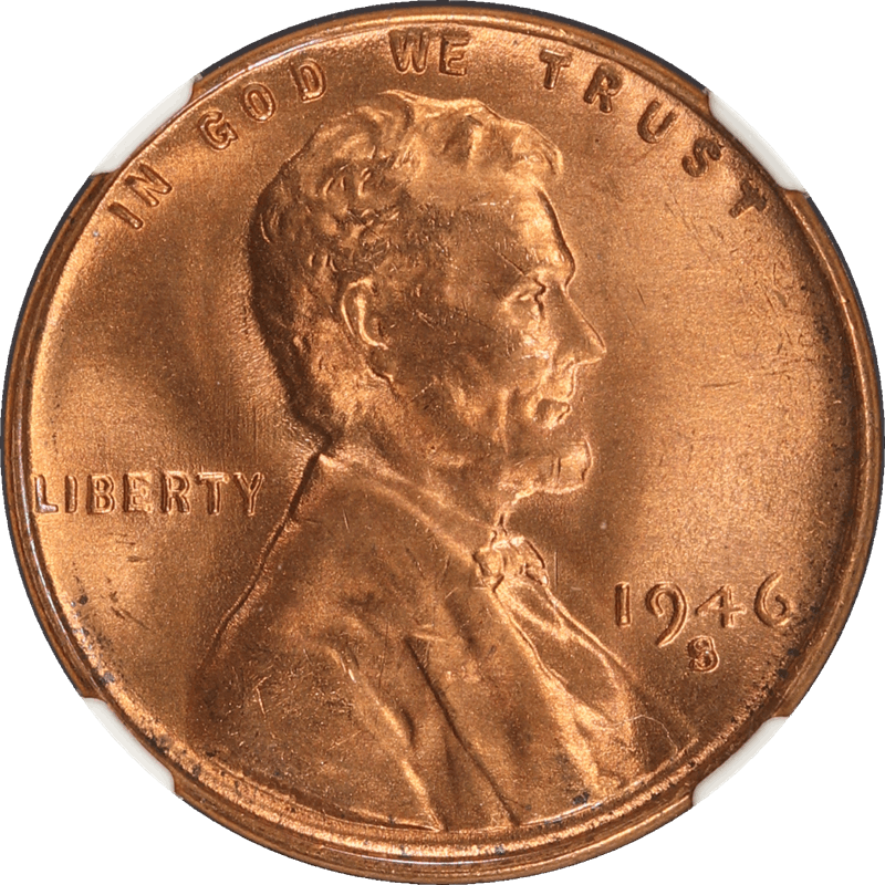 1946-S Lincoln Wheat Cent 1c, NGC MS67 RD