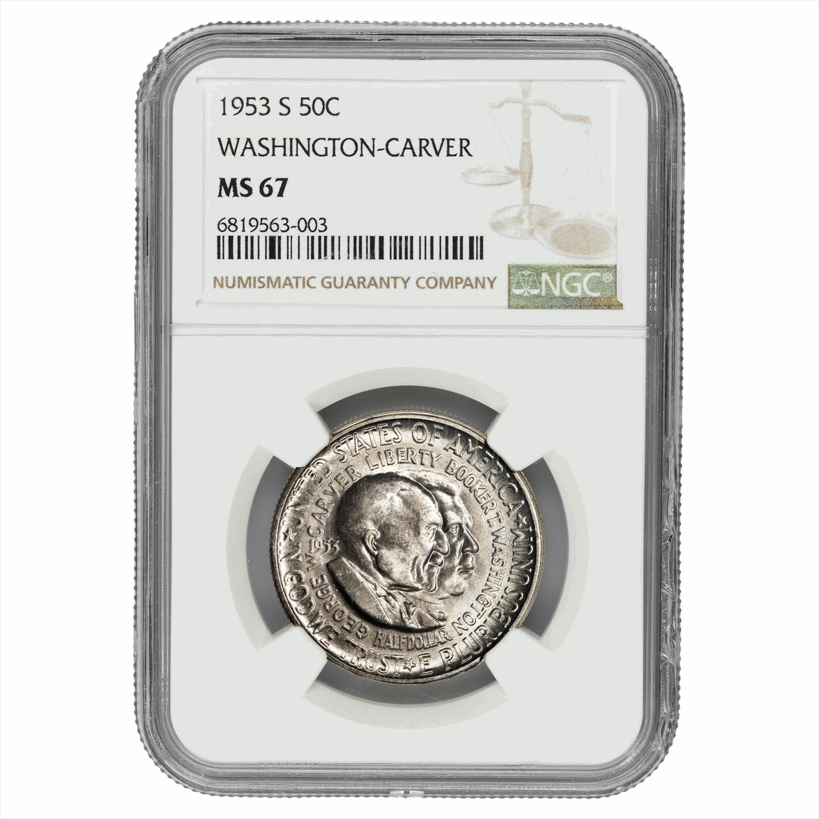 1953-S Washington-Carver Commemorative Half Dollar 50C NGC MS 67 