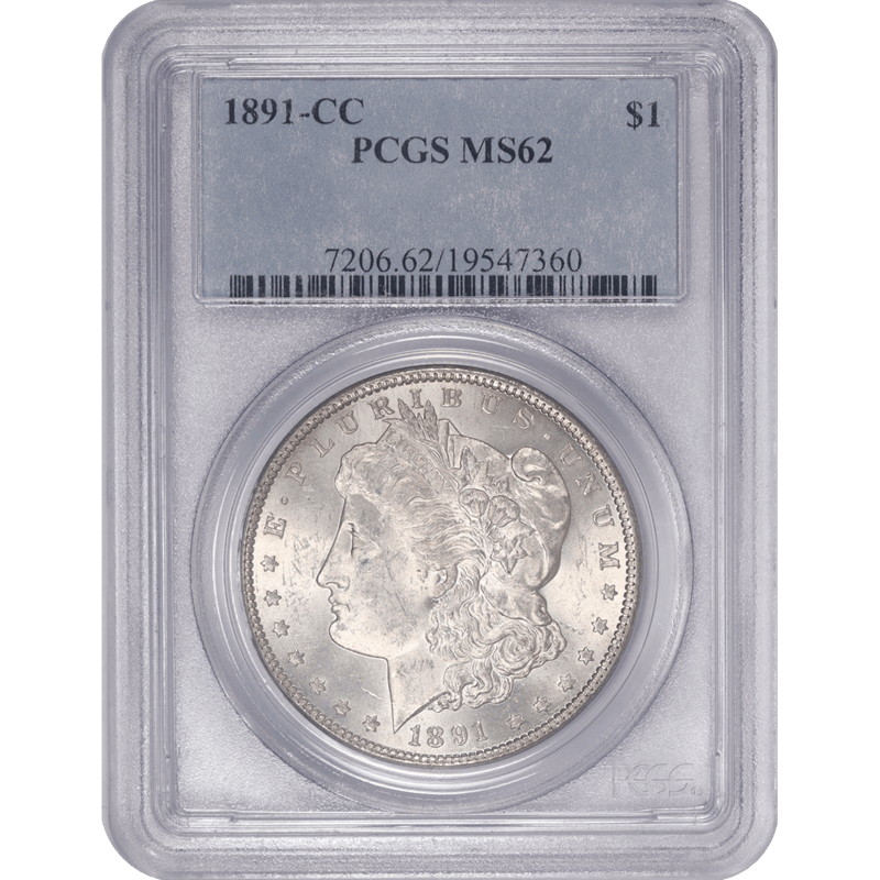 1891-CC Morgan Silver Dollar PCGS MS62 Spitting Eagle Die Variety