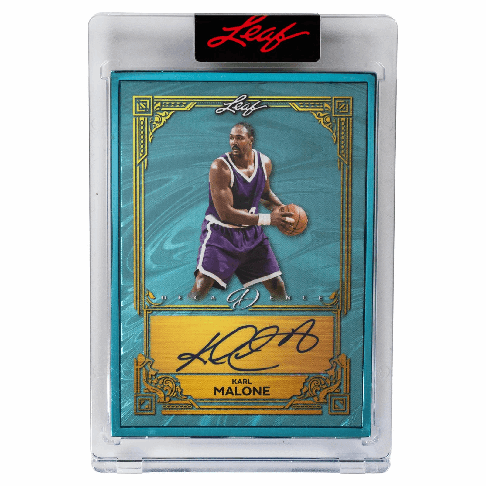 2026 Leaf Decadence Deluxe Karl Malone Base Autographs #BA-KM1 Aqua Refractor Auto /10 