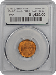 1948-S Lincoln PCGS (CAC) RD 67+