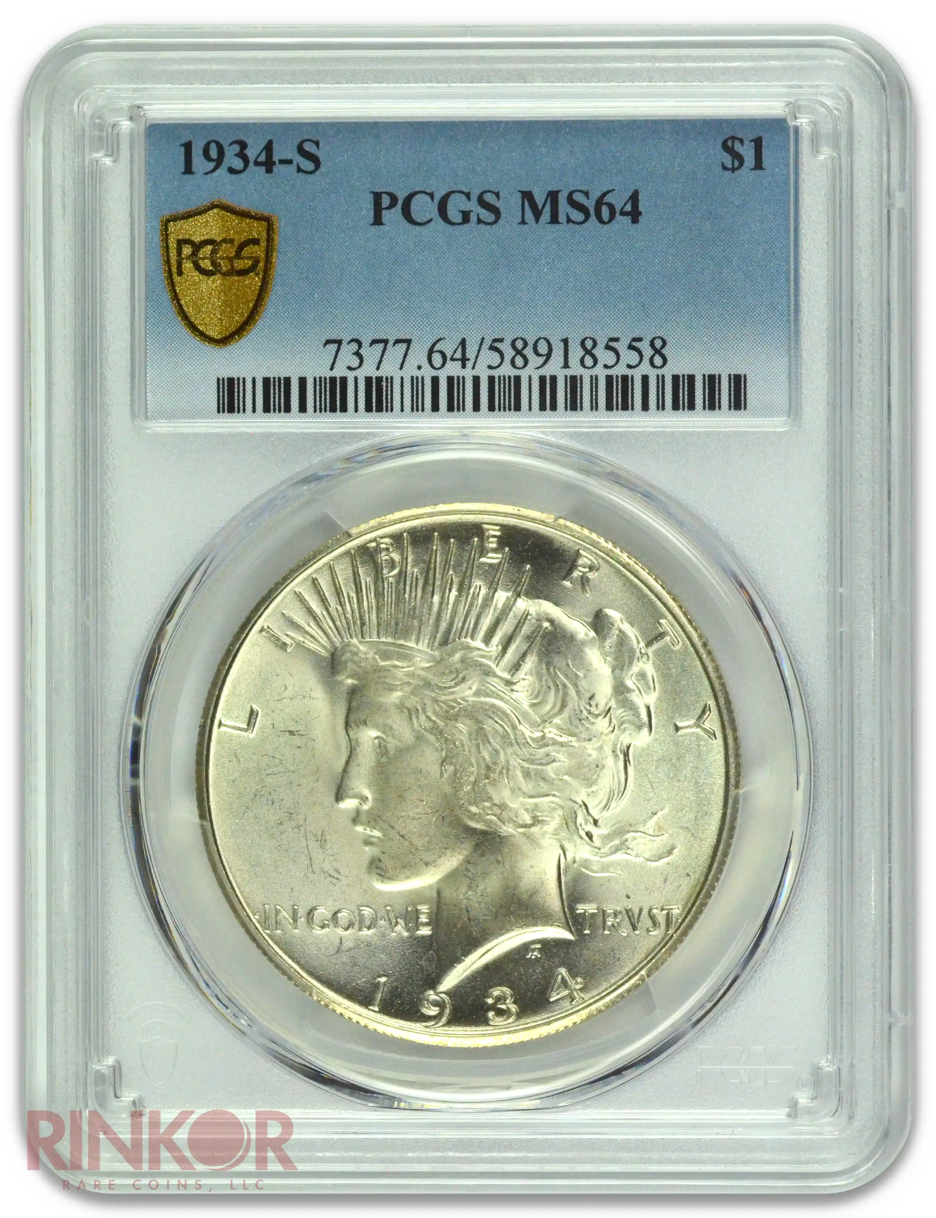 1934-S $1 Peace Dollar PCGS MS 64