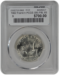 1962 Franklin PCGS (99) FBL 65