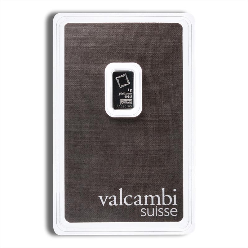 1 gram Platinum Bar - Valcambi (Carded)