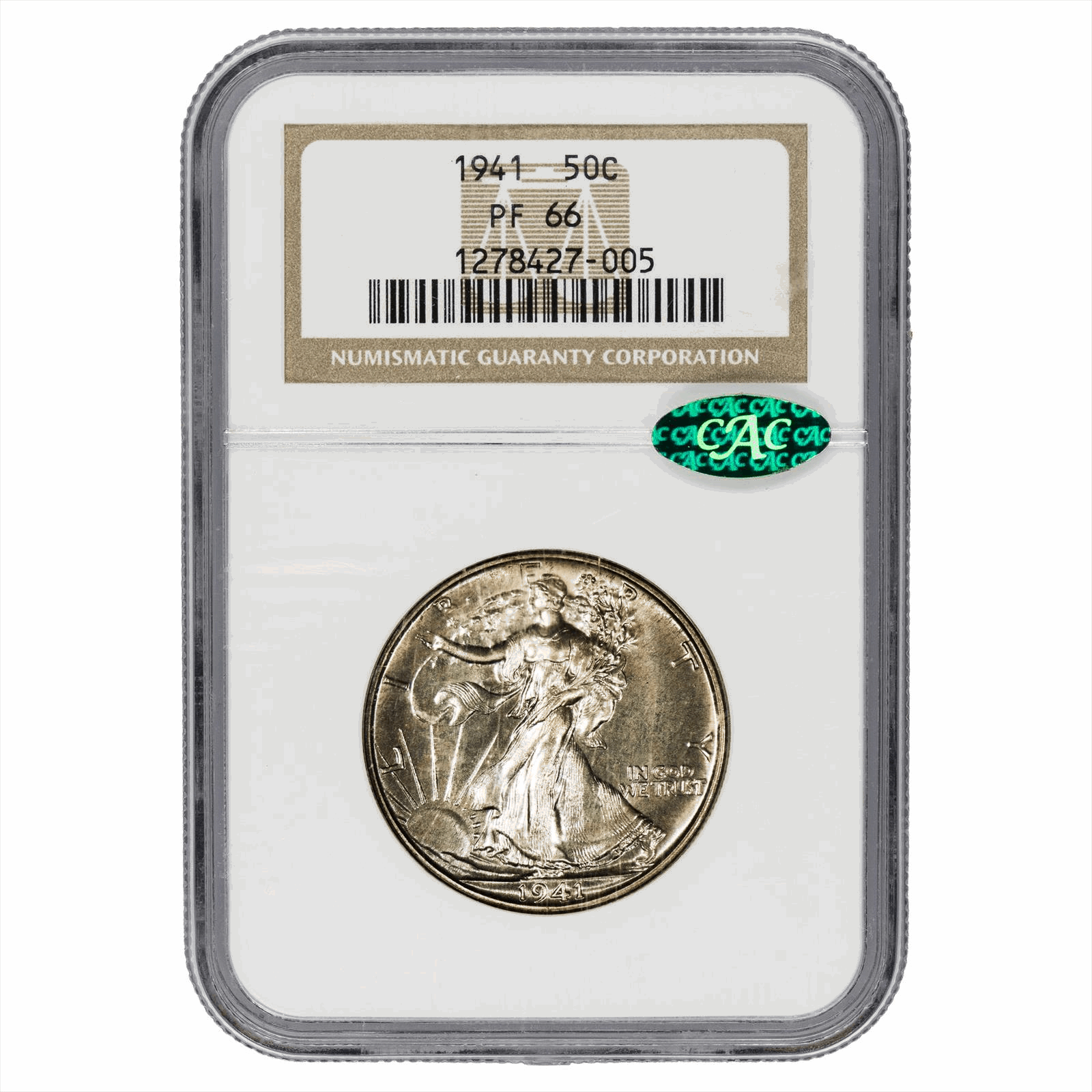 1941 Walking Liberty Half Dollar 50C NGC PR 66 CAC