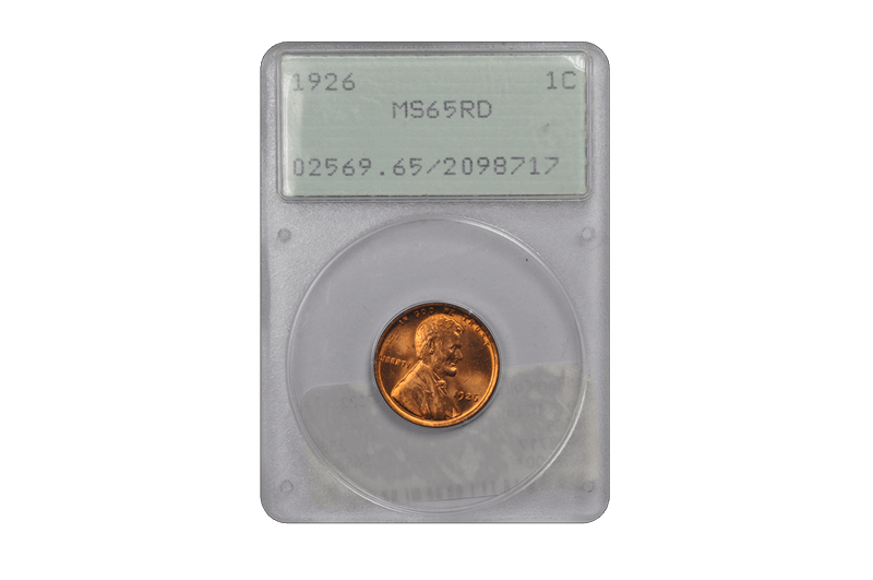 1926 1C Lincoln Cent - Type 1 Wheat Reverse PCGS RD #3688-15 MS65